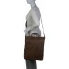 Distressed Leather 17 Inch Laptop Messenger, Chocolate