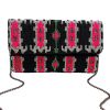 Black Ikat Large Beaded Clutch