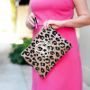 Leopard Burlap Zip Pouch