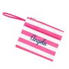 Hot Pink Stripe Zip Pouch Wristlet