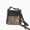 Two Tone Black w/Embossed Croco Leather Crossbody Bag