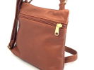 Two Tone Brandy w/ Embossed Tiny Leaves Leather Crossbody Bag