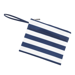 Stripe Zip Pouch Wristlet (Red Pink Check: Navy & White)