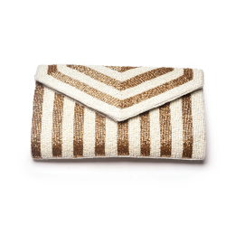 Striped Beaded Purse (Color: Gold)