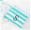 Stripe Zip Pouch Wristlet